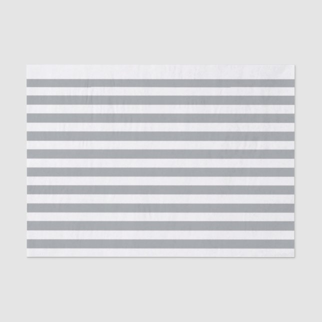 Grey and White Stripes Tissue Paper (Front)