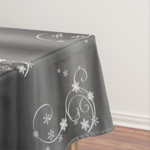 Grey and White Swirls Christmas Tablecloth