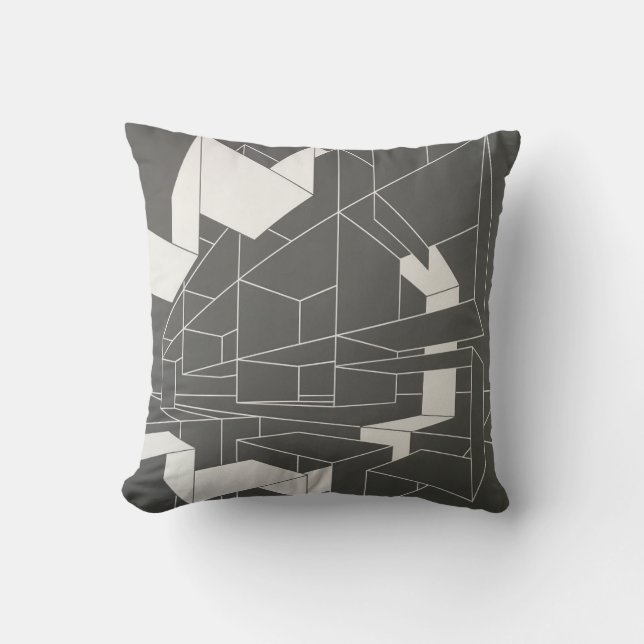 Grey and White Throw Pillow (Front)