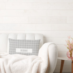 Grey and white tile blocks custom lumbar pillow