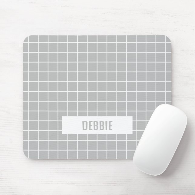 Grey and white tile blocks custom mouse pad (With Mouse)