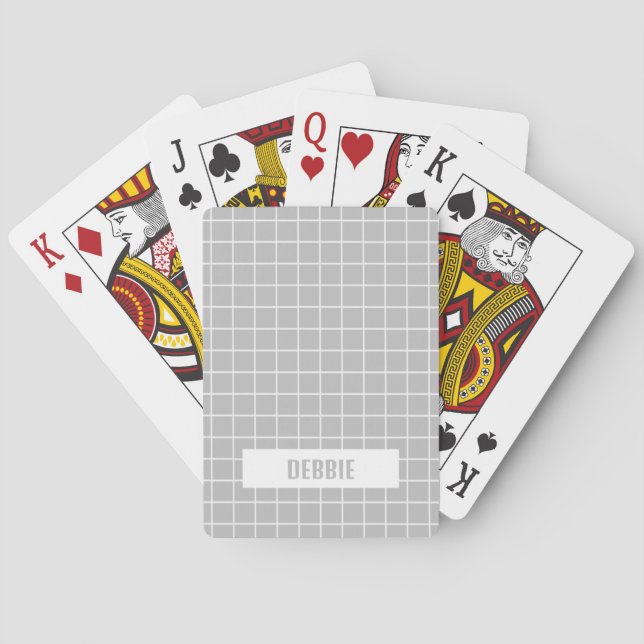 Grey and white tile blocks custom playing cards (Back)