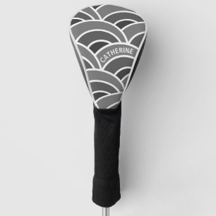 Grey and White Wave Pattern Personalized Golf Head Cover