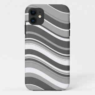 Grey and White Wavy Stripes Pattern iPhone 11 Case