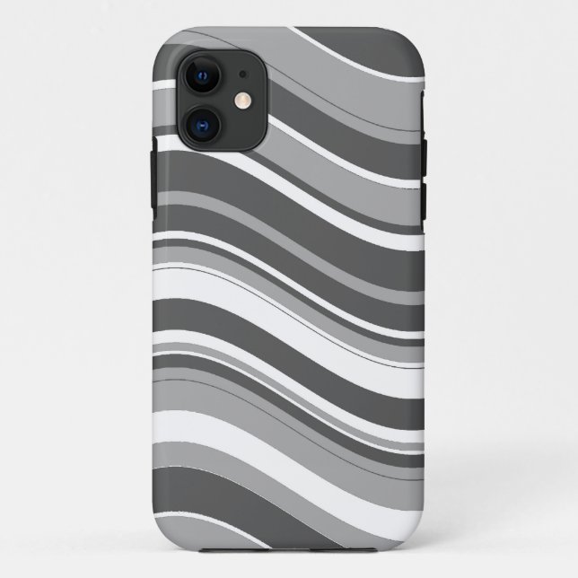 Grey and White Wavy Stripes Pattern Case-Mate iPhone Case (Back)