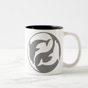 Grey And White yin Yang Dolphins Mug