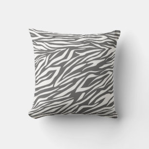 Grey and white zebra print pattern custom throw pillow