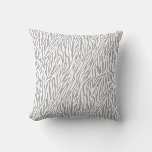 Grey and White Zebra Print Throw Pillow