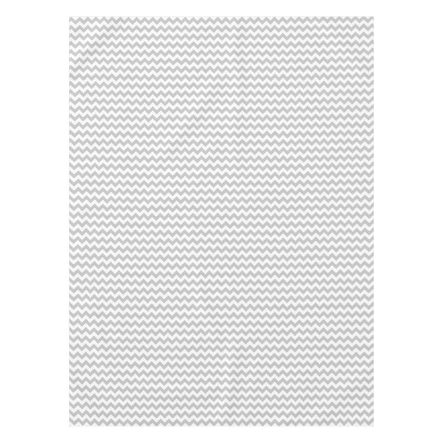 Grey and White Zigzag Chevron Pattern Tablecloth (Front)