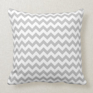 Grey and White Zigzag Chevron Pattern Throw Pillow