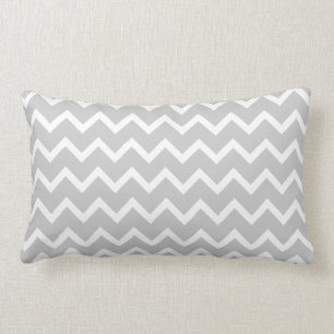 Grey and White Zigzag Stripes. Lumbar Pillow