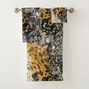 Grey and yellow abstract  bath towel set
