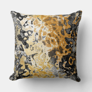 Grey and yellow abstract throw pillow