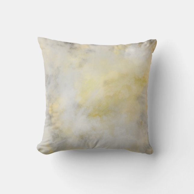 grey and yellow abstract watercolor design throw pillow (Front)