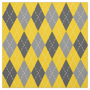 Grey and Yellow Argyle Pattern Fabric