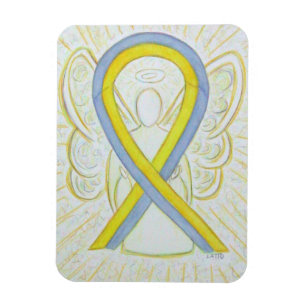 Grey and Yellow Awareness Ribbon Angel Art Magnets
