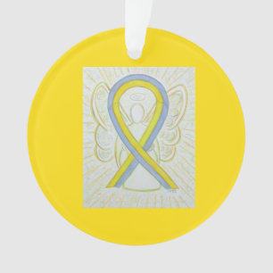 Grey and Yellow Awareness Ribbon Angel Ornaments