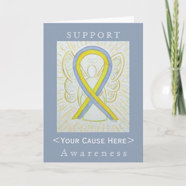 Grey and Yellow Awareness Ribbon Customized Card (Front)
