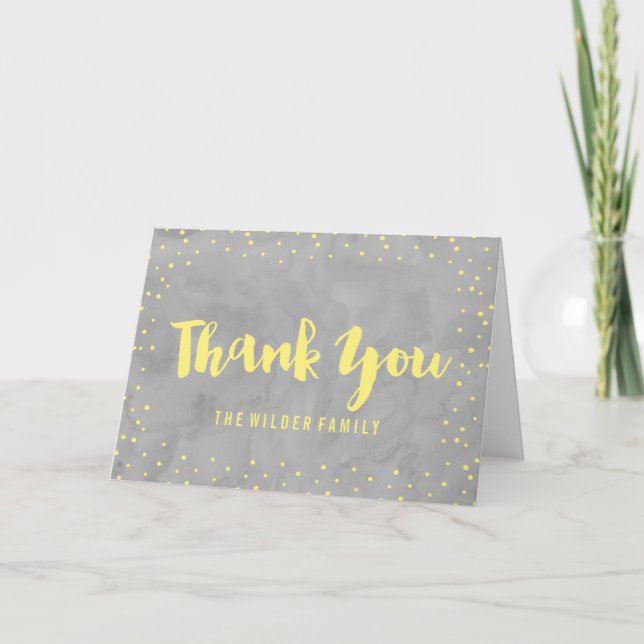 Grey and Yellow Baby Shower | Thank You Card (Front)