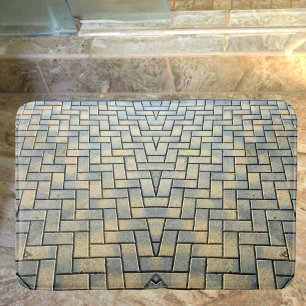 Grey and Yellow Brick Parrern Bath Mat