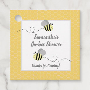 Grey and Yellow Bumble Bees Square Favour Tag