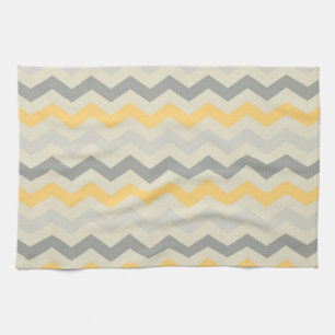 Grey and Yellow Chevron Stripe Zig Zag Kitchen Set Towel