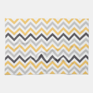 Grey and Yellow Chevron Stripes Pattern Kitchen Towel