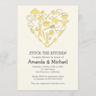 Grey And Yellow Couples Shower Stock the Kitchen Invitation