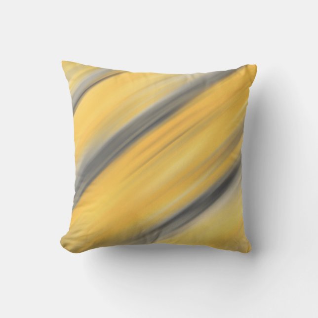 Grey and Yellow Diagonal Abstract Throw Pillow (Front)