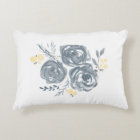 Grey and Yellow Floral Watercolor Print