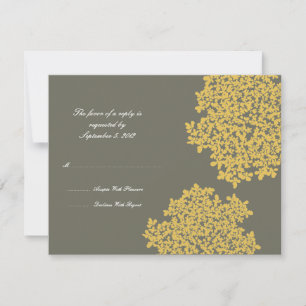 Grey and Yellow Floral Wedding RSVP Card