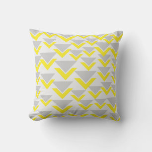 Grey and Yellow Geometric Pattern Throw Pillow