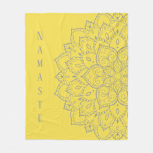 Grey and Yellow Mandala Fleece Blanket