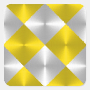 Grey and Yellow Metallic Looking Squares Square Sticker