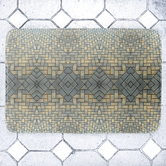 Grey and Yellow Mosaic Brick  Bath Mat (Creator Uploaded)