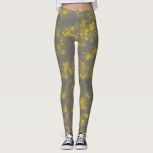 Grey and Yellow Paint Splashes Leggings
