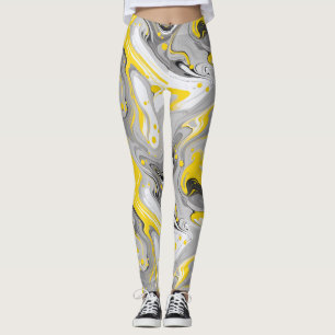 Grey and Yellow Pattern Leggings