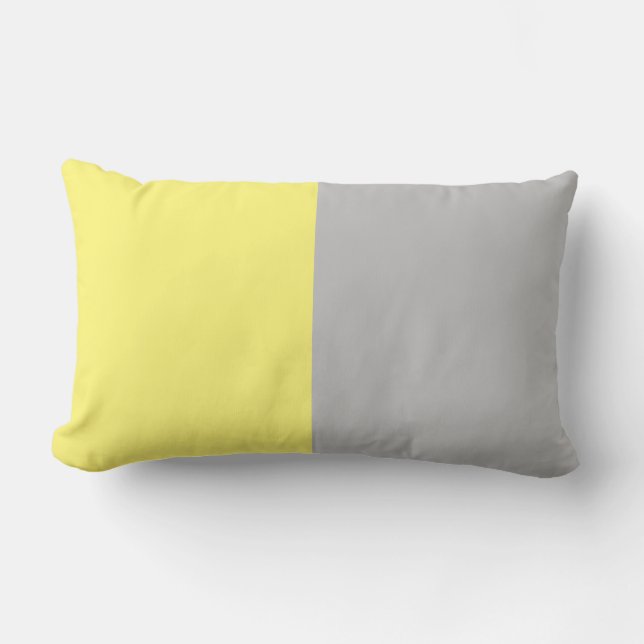grey and yellow print, lumbar pillow (Front)