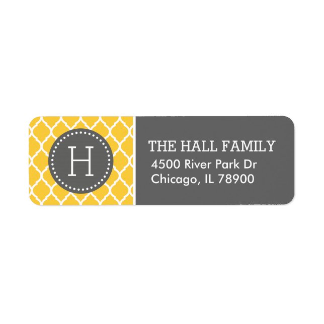 Grey and Yellow Quatrefoil Monogram (Front)