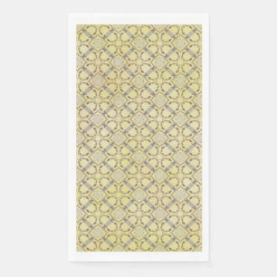 Grey and Yellow Scrolled Diamond Pattern Napkin