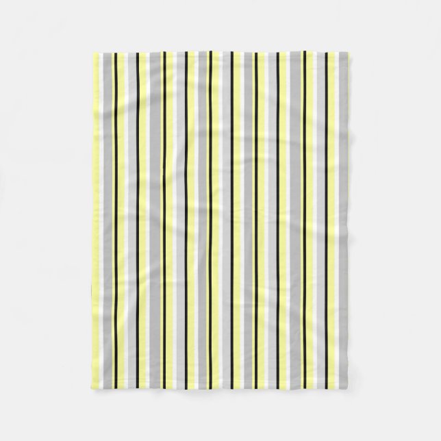 Grey and Yellow Stripes Fleece Blanket (Front)
