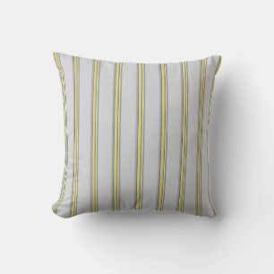Grey and Yellow Stripes Pattern/Print Throw Pillow
