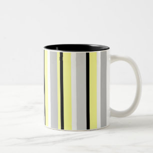 Grey and Yellow Stylish Striped Two-Tone Coffee Mug