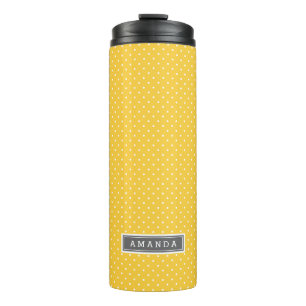 Grey and Yellow Tiny Dots Monogram Thermal Tumbler