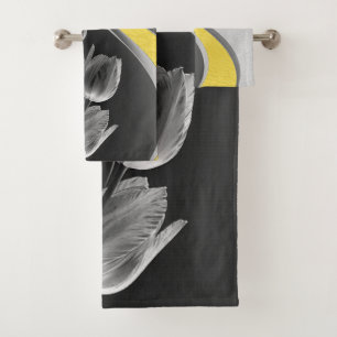 Grey and yellow tulips flower 2021 colours bath towel set
