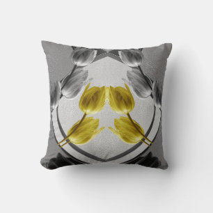 Grey and yellow tulips flower 2021 colours throw pillow
