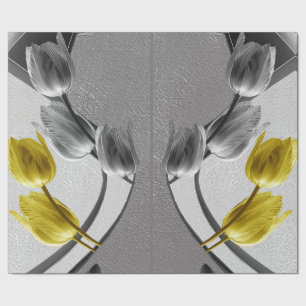 Grey and yellow tulips flower 2021 colours wrapping paper
