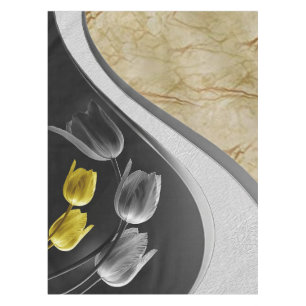 Grey and yellow  tulips flower texture 2021 colour tablecloth