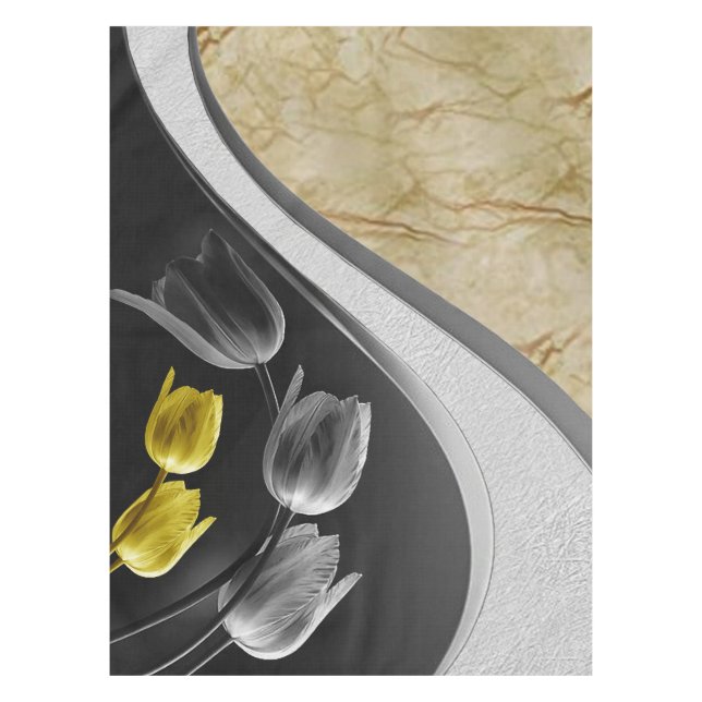 Grey and yellow  tulips flower texture 2021 colour tablecloth (Front)