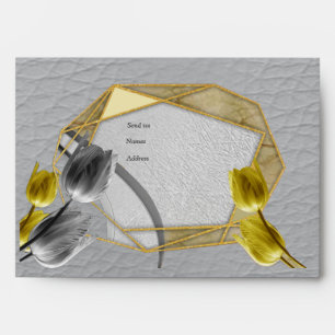Grey and Yellow tulips on texture Envelope